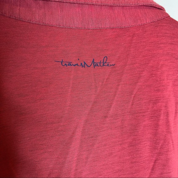 Travis Mathew XL Crimson Short Sleeve Polo with American Flag TM Logo - Picture 5 of 8